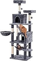 Yaheetech 71.5in Cat Tree Tower with 2 Condos, Hammock, Ramp, 2 Perches & Scratching Posts - Multi-Cat Indoor Activity Center, Dark Gray