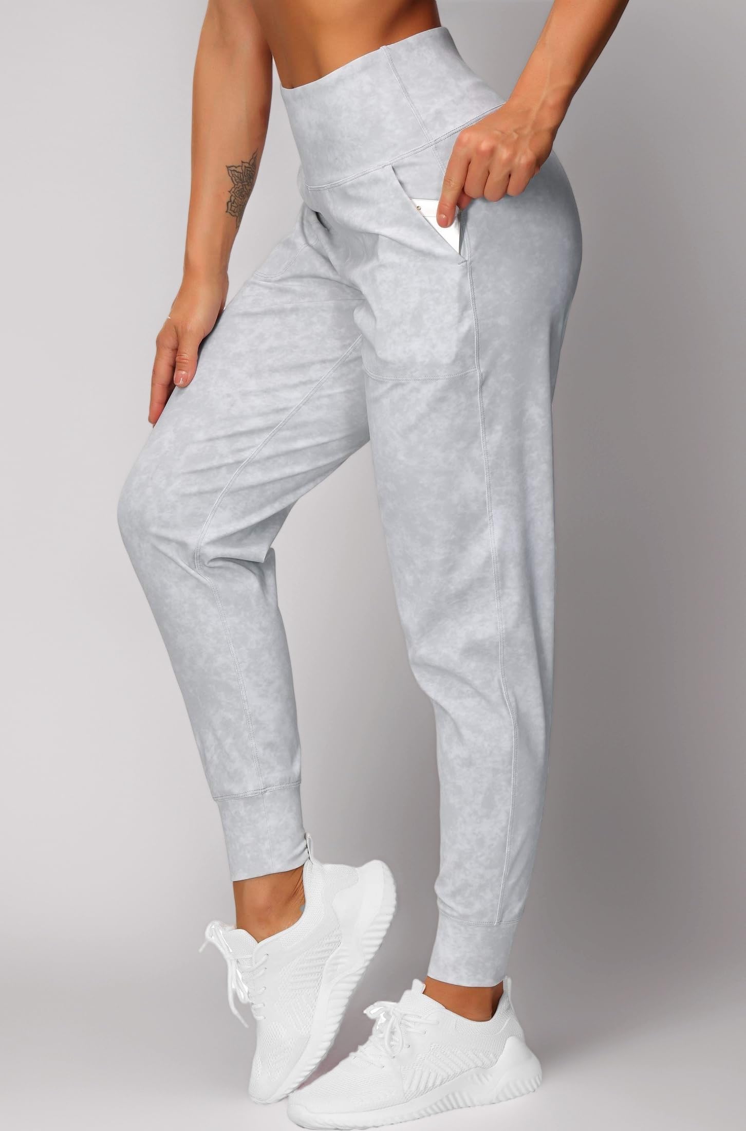 Women's Joggers Pants Lightweight Athletic Leggings Tapered Lounge Pants for Workout, Yoga, Running (Large, Tie Dye White)