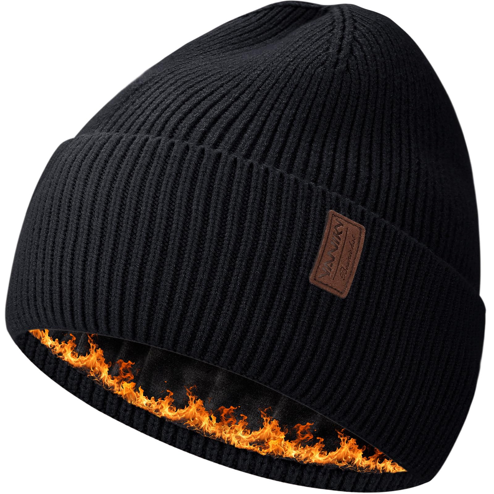 Fleece Lined Winter Beanie for Men Women Warm Windproof Beanies Hats Thick Knit Winter Hat for Cold Weather