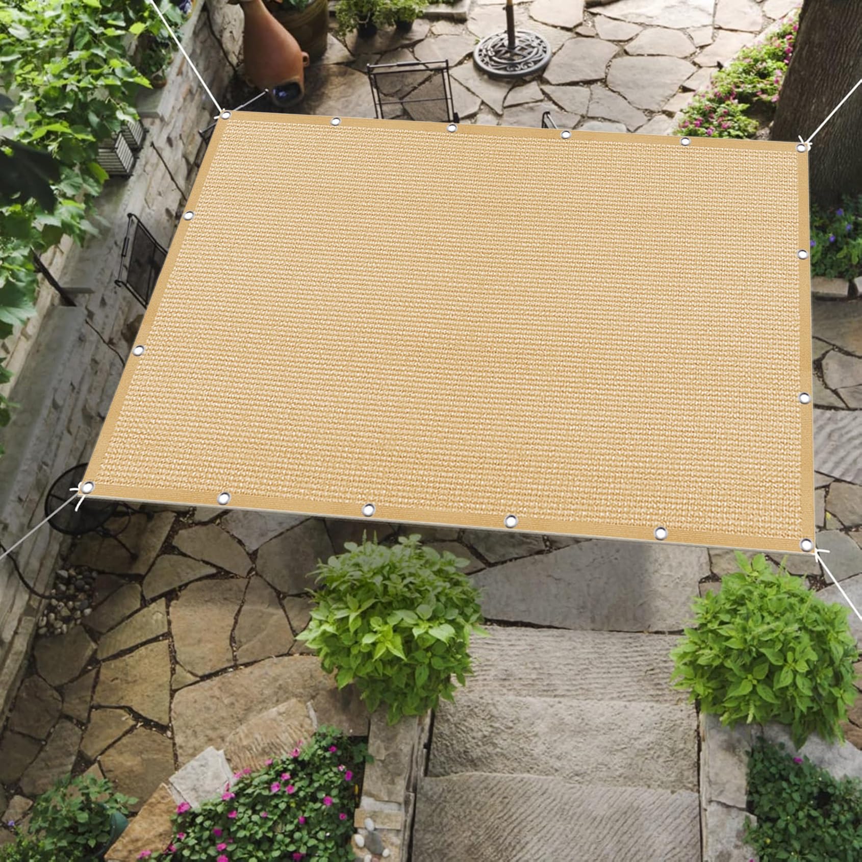 Toile ombrage voile d'ombrage jaune sable respirante 280x520 cm
