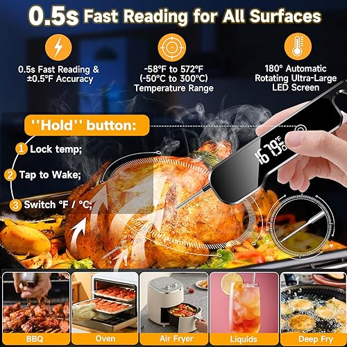 Miniatura 2 de Termómetro de lectura instantánea, termómetro impermeable para alimentos de cocina