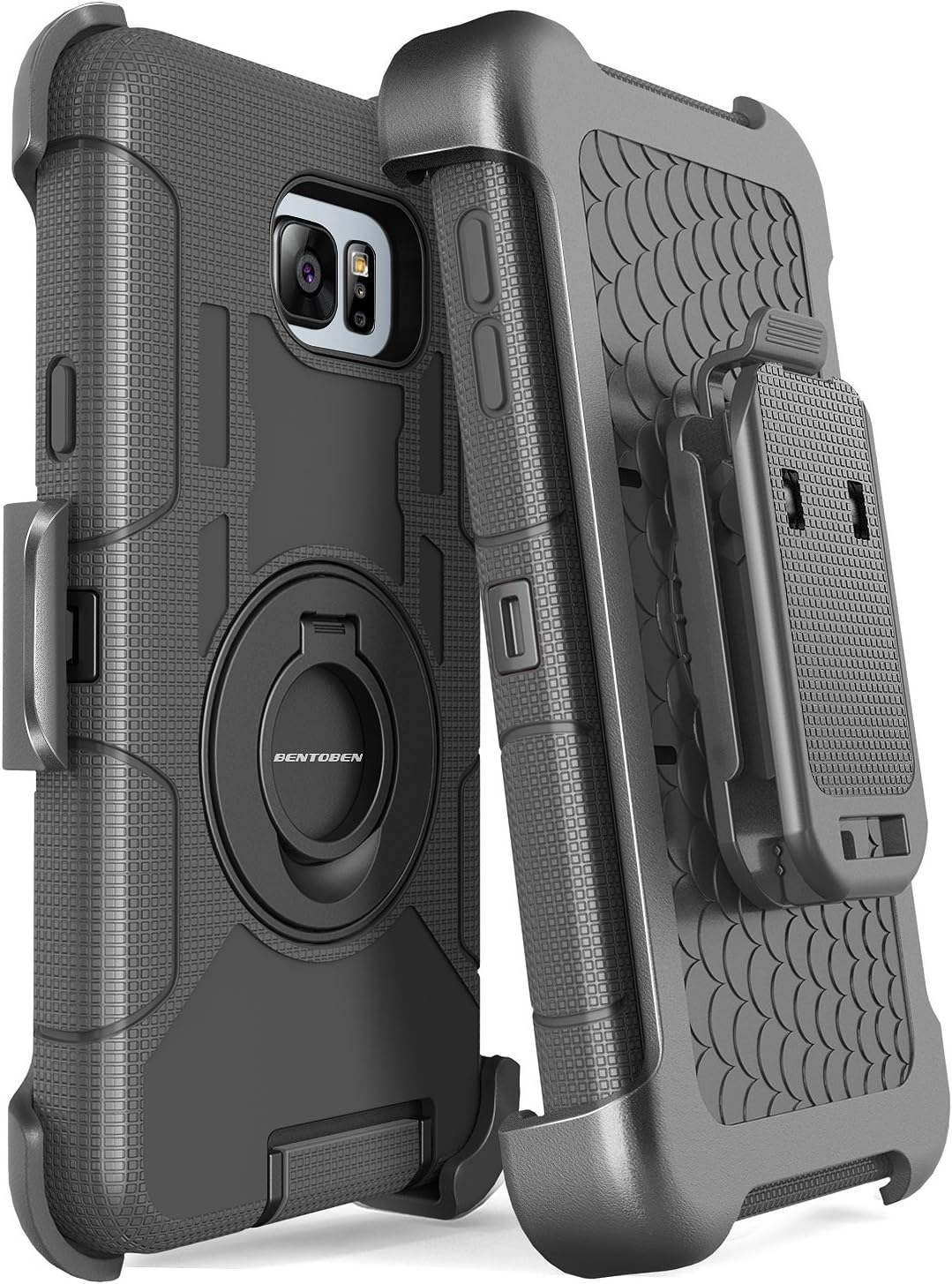 Note 5 Case, Galaxy Note 5 Case, BENTOBEN Samsung Galaxy Note 5 Case Shockproof Heavy Duty Hybrid Full Body Rugged Holster Protective Case for Samsung Galaxy Note 5 with Kickstand + Belt Clip (Black)