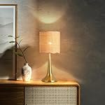 Lampe de table en or Rattan mignon pour la chambre, Lampes de chambre en or en laiton pour la table de nuit, Lampe de forme de table de petit rattan pour les petits espaces pour la Chambre, Bureau à la maison, Salon