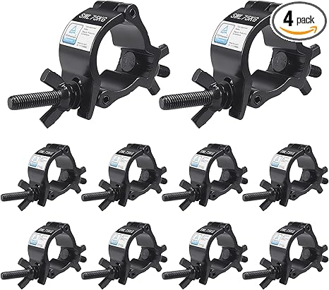 1-1/2" OD Black Stage Light Clamp, 10PCS GZhumin Premium 1.37-1.57 Inch Aluminium Small Size Truss Clamps with TUV Certified, Heavy Duty 165LB Lighting Clamps, Fit for 35-40 mm OD Tube/Pipe