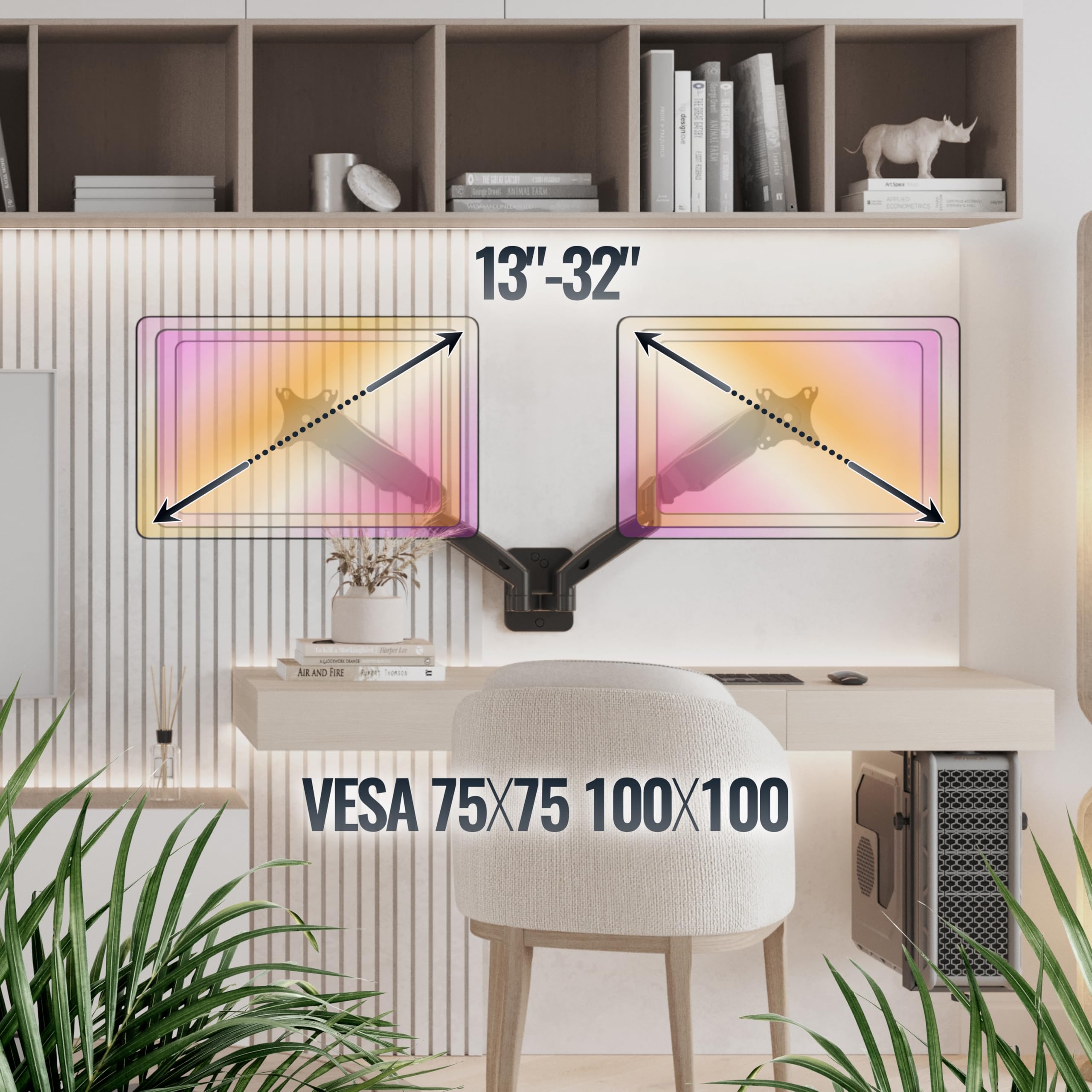 RICOO S4711 Supporto TV da parete Staffa TV 13-32 pollici per 13 32 pollici girevole inclinabile fino a 9 kg max VESA 100x100
