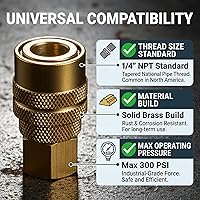 Vista 6 de LE LEMATEC Kit de montaje de manguera de compresor de aire de 15 piezas, accesorios de manguera de aire de conexión rápida NPT de 1/4 pulgadas