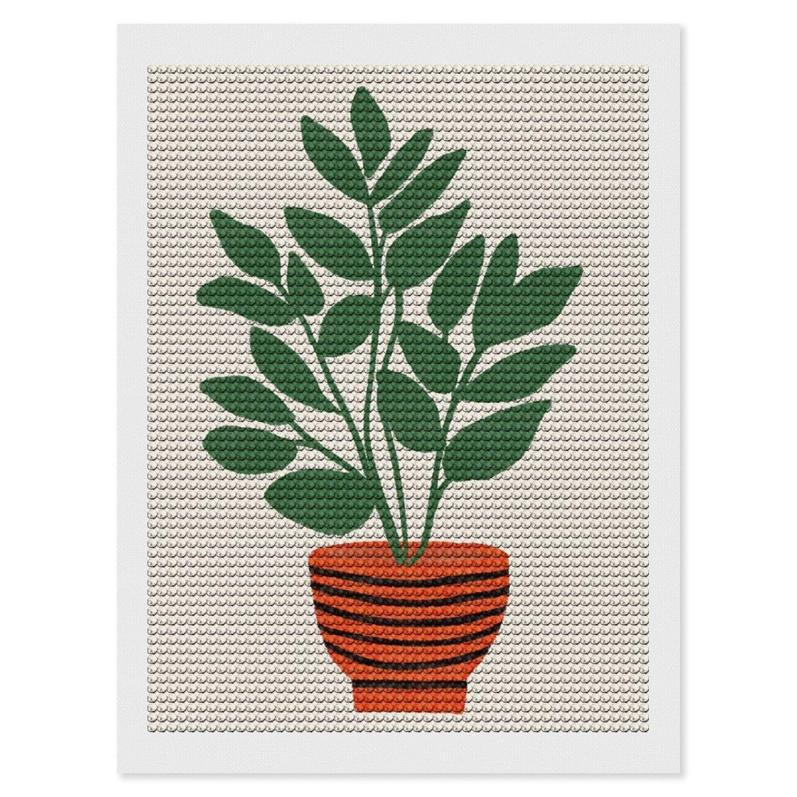 Junmoney Dieffenbachia Plant Diamond Painting Set 12"x16", Modern Decor, for Beginners, Printed Canvas, Thoughtful Handmade Gift, with Tool Kit