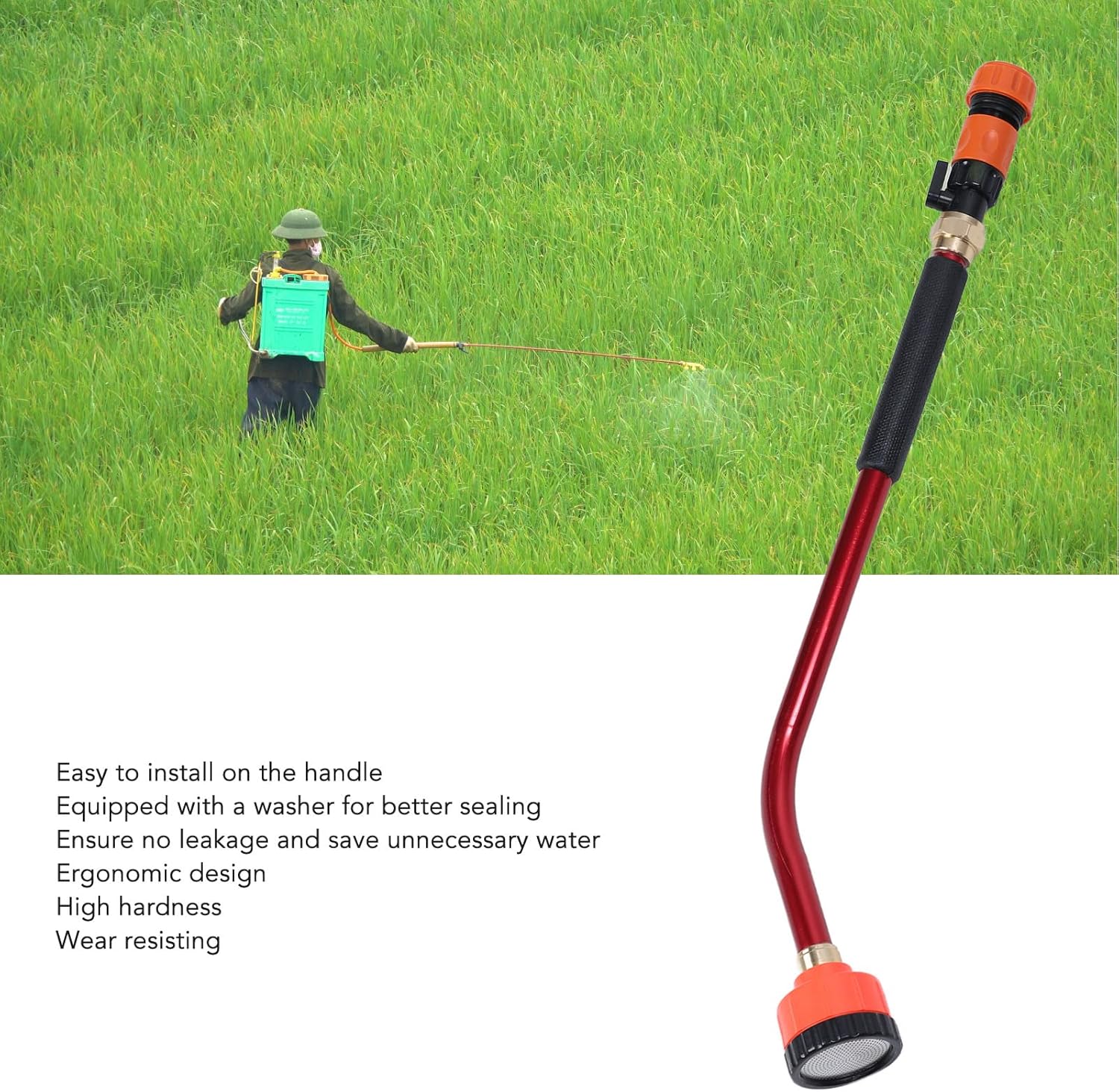 Adjustable Water Sprayer Wand - High Rise Stick Sprinkler for Ground & Greenhouse Irrigation, Durable Aluminum Alloy & Plastic Plant Watering Wand for Garden(90cm)