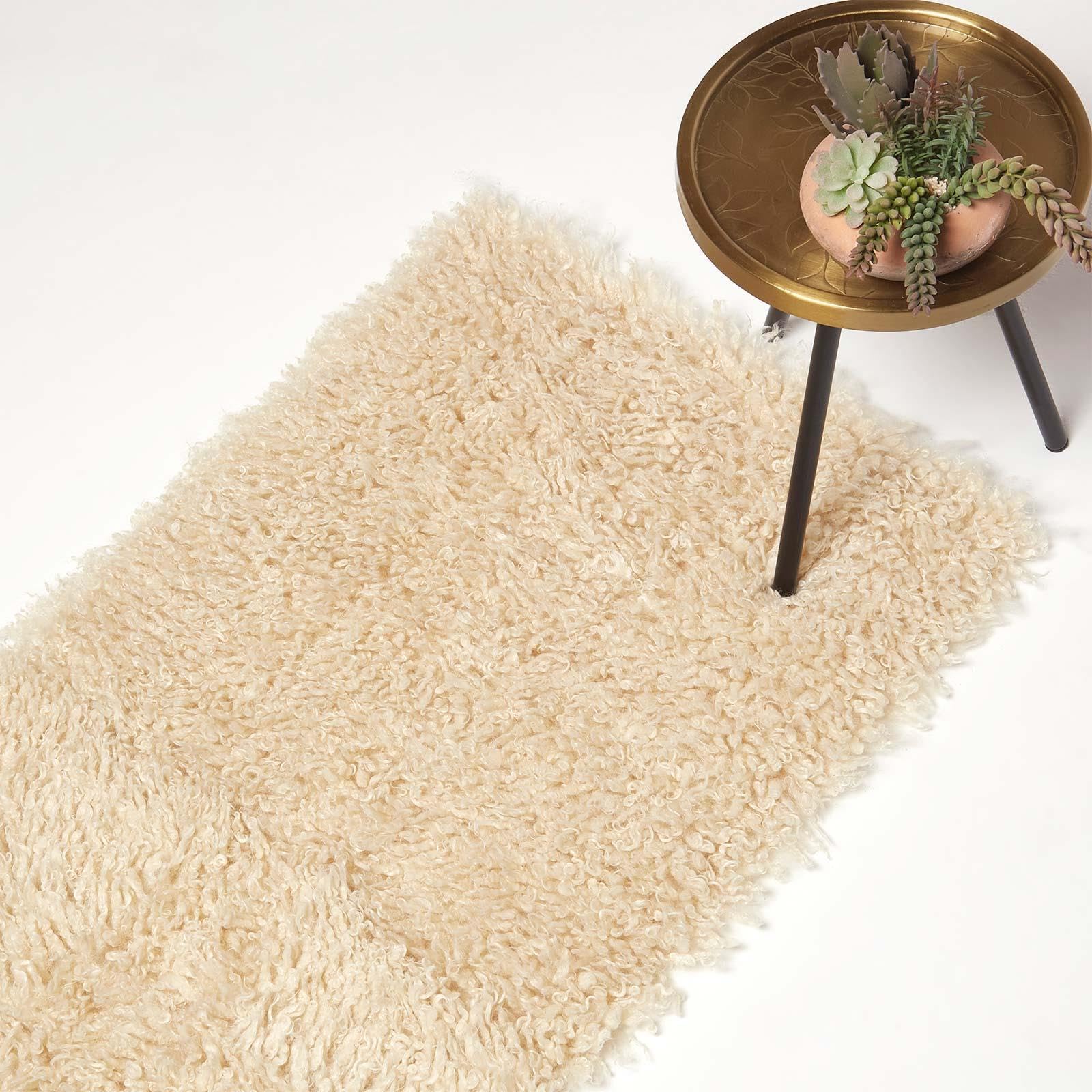 HOMESCAPES Tapis Shaggy Rectangulaire 60x90 cm - Beige