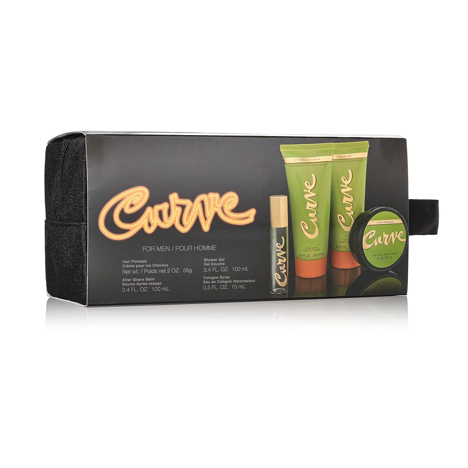 Curve Curve for Men, Men's Fragrance 3 Piece Gift Set, 2.5 Fl. Oz. Eau De Cologne, 3 Count, aftershave/deodorant