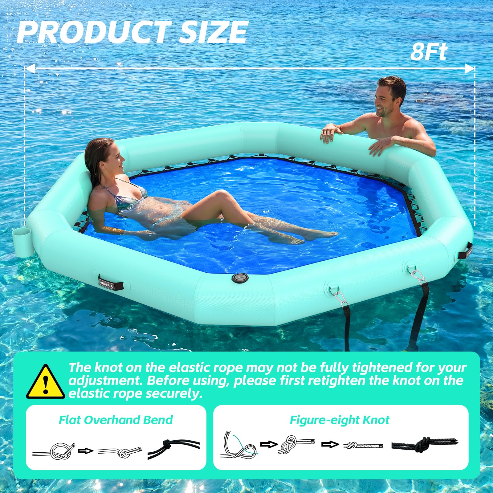 Panchina galleggiante gonfiabile, piattaforma galleggiante esagonale per adulti, galleggiante con scala per piscina, lago, spiaggia