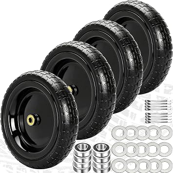 Upgraded 13" Flat Free Wheels Replacement for GOR Garden Cart Tires and Wheels, 4.00-6 Solid Tires and Wheels with 5/8"Bearings, 13" No Flat Wheels for GOR Garden Carts/Hand Trucks/Garden Carts-4PCS