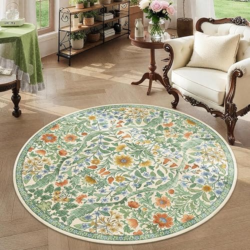NakedCloud 4ft Green Botanical Floral Rug