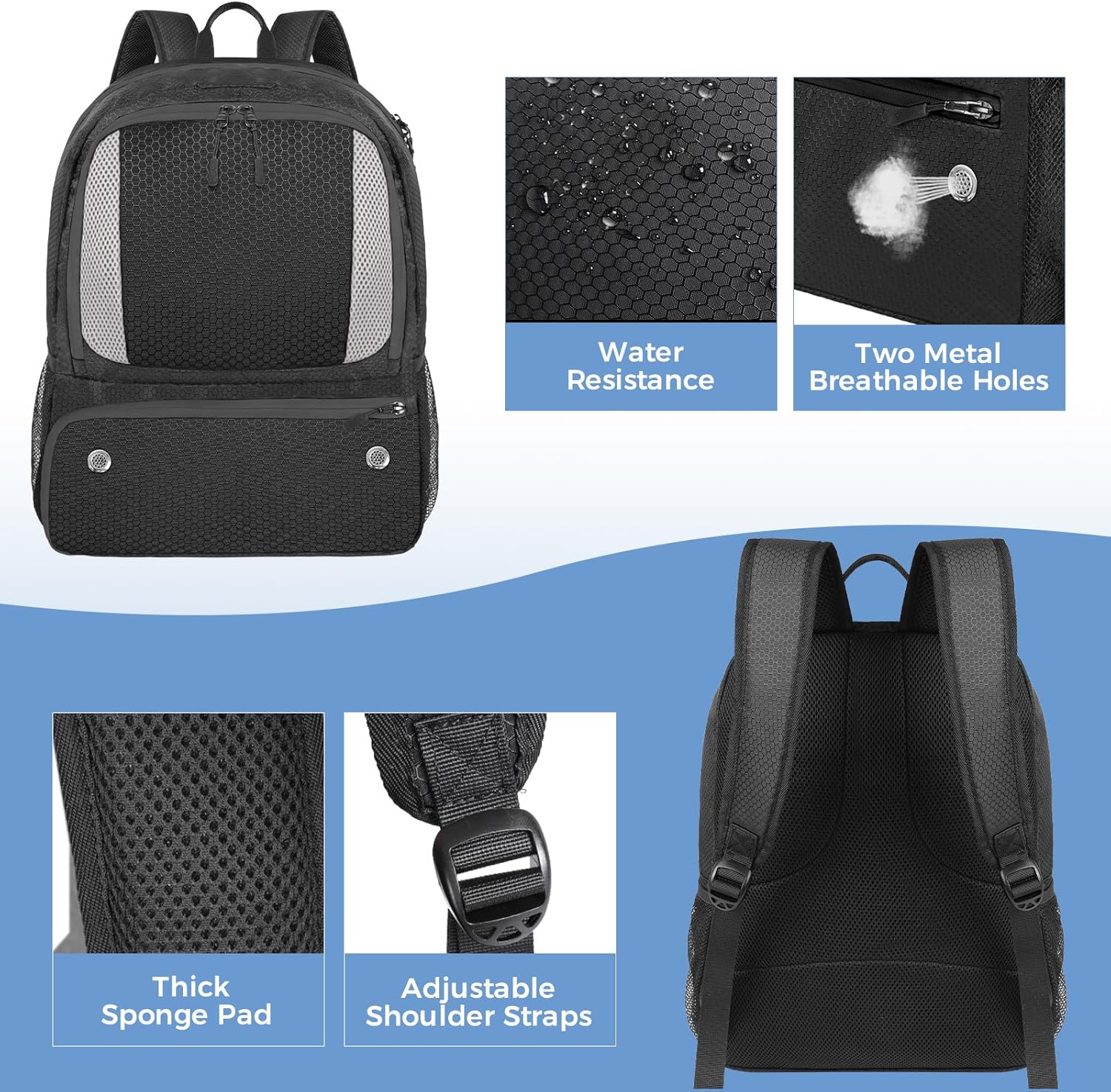 YOREPEK Basketball Backpack, Lightweight Basketball Bag with Ball Holder & Shoes Compartment, Sports Backpack Training Equipment Fit Soccer Volleyball Football - Image 5