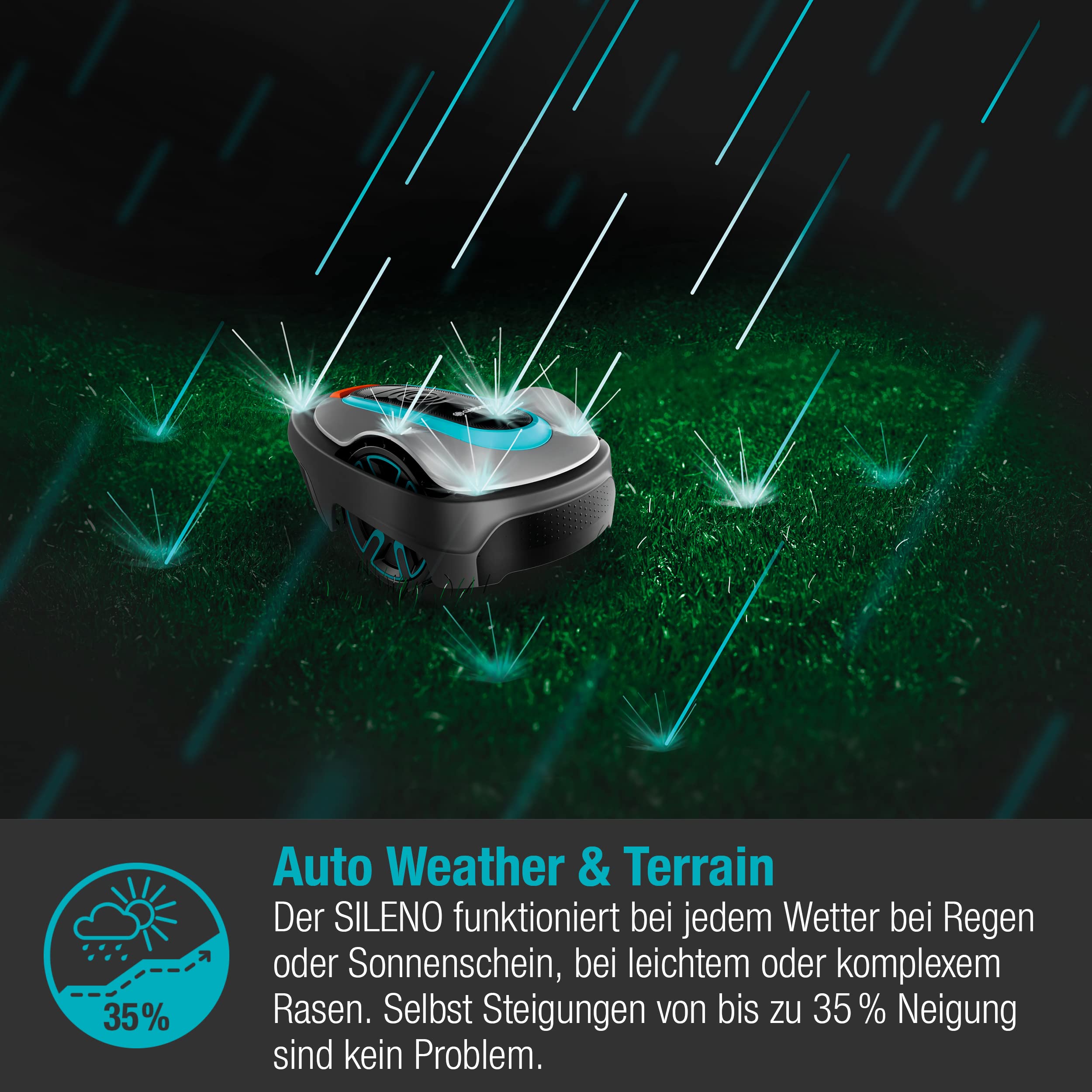 Gardena Mähroboter smart SILENO City 600 m² Set: Innovative LONA AI-Technologie, Steuerung per App, SensorControl, für Steigungen bis zu 35 Prozent, inkl. smart Gateway, DE-Version (19603-60)
