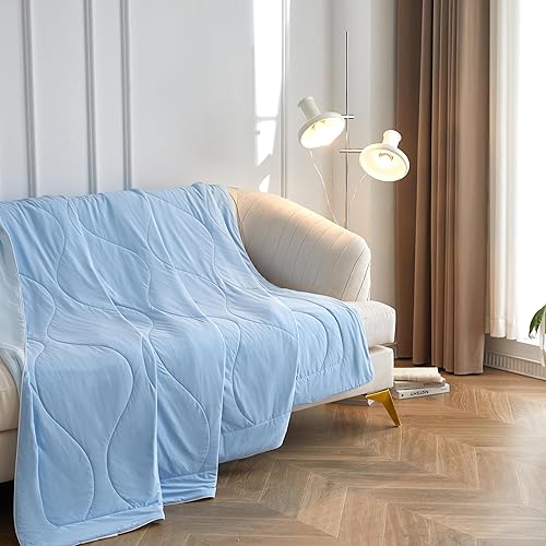 Miniatura 8 de Simple&Opulence Edredón refrescante de verano tamaño King para personas que duermen con calor, sudores nocturnos, de doble cara, ligero,