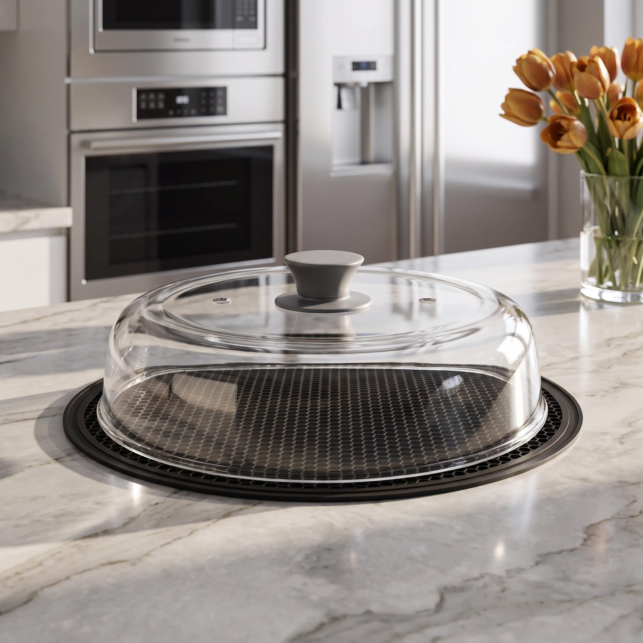 OUNONA Couvercle en verre pour micro-ondes et dessous de plat pour