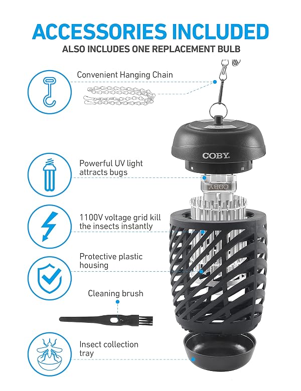 Coby Bug Zapper for Outdoor & Indoor, 10W, Covers 800 Sq. Feet, Non-Toxic, Chemical-Free, Black (CBZ1J6) by Coby - Image 5