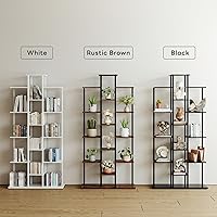 Vista 4 de Estantería de 5 niveles para espacios pequeños, resistente y compacta para sala de estudio/dormitorio, estante de almacenamiento de madera de fácil