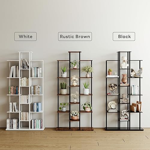 Miniatura 4 de Estantería pequeña para espacios pequeños, estantería de 6 niveles para sala de estar, oficina en casa, estudio, 7.87 x 26.77 x 55.5 pulgadas, color