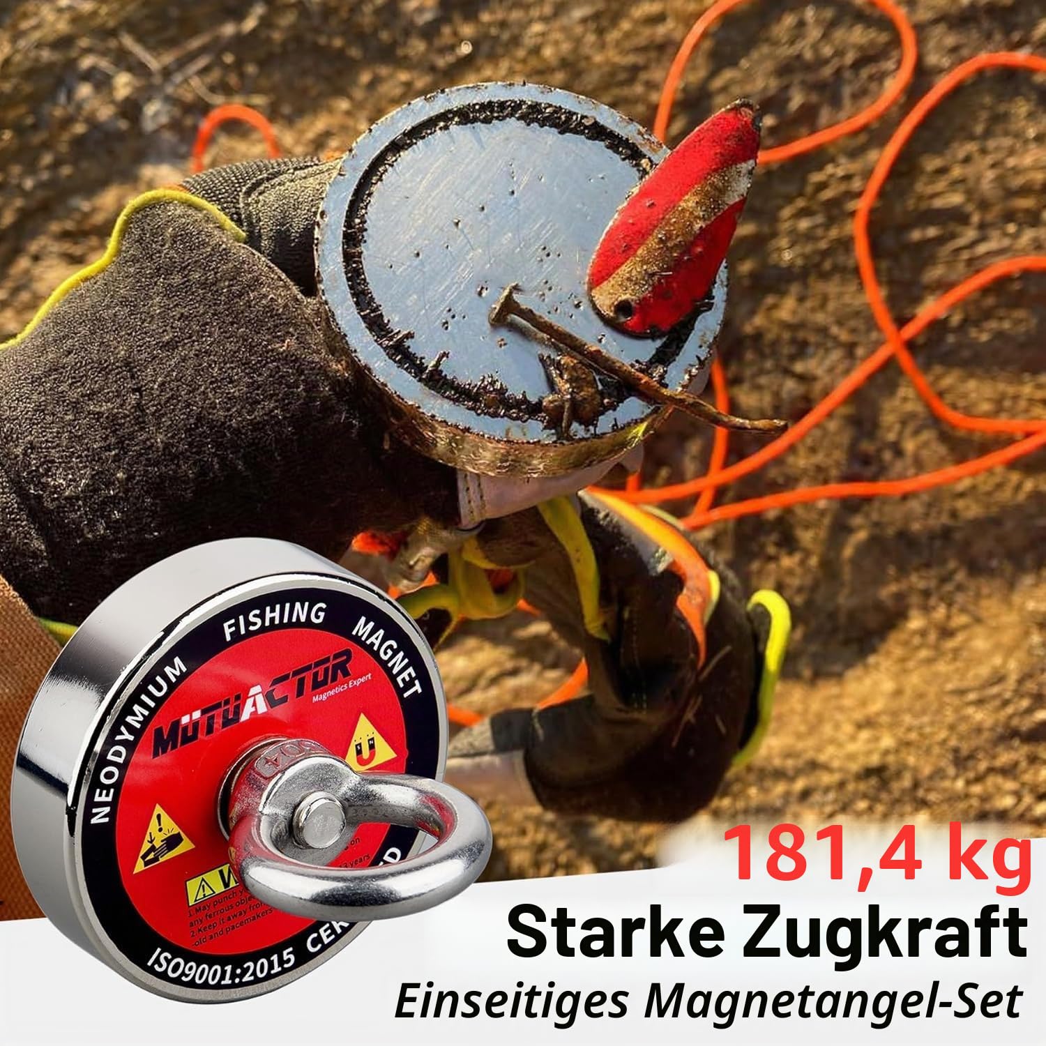 MUTUACTOR N52 Neodym Magnet Super Kraftvolle 180KG Zugkraft, Kraftvoller Magnet Mit 20M Robustem Seil, Buy Wholesale Kraftvoller Magnets Im Spiel Magnetisches Fischen