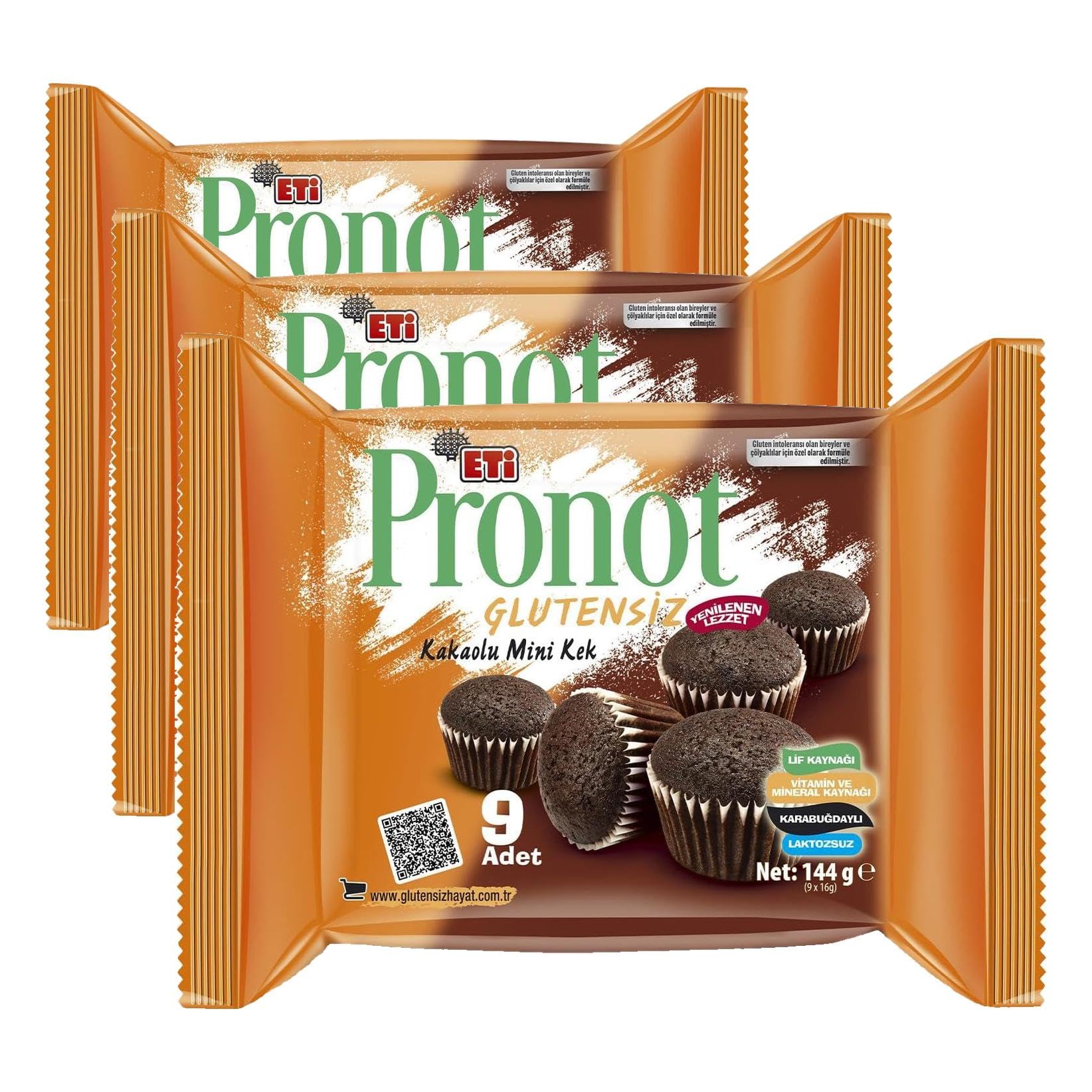 Eti Pronot Glutensiz Kakaolu Mini Kek 144 g x 4 Adet (3 paketi)