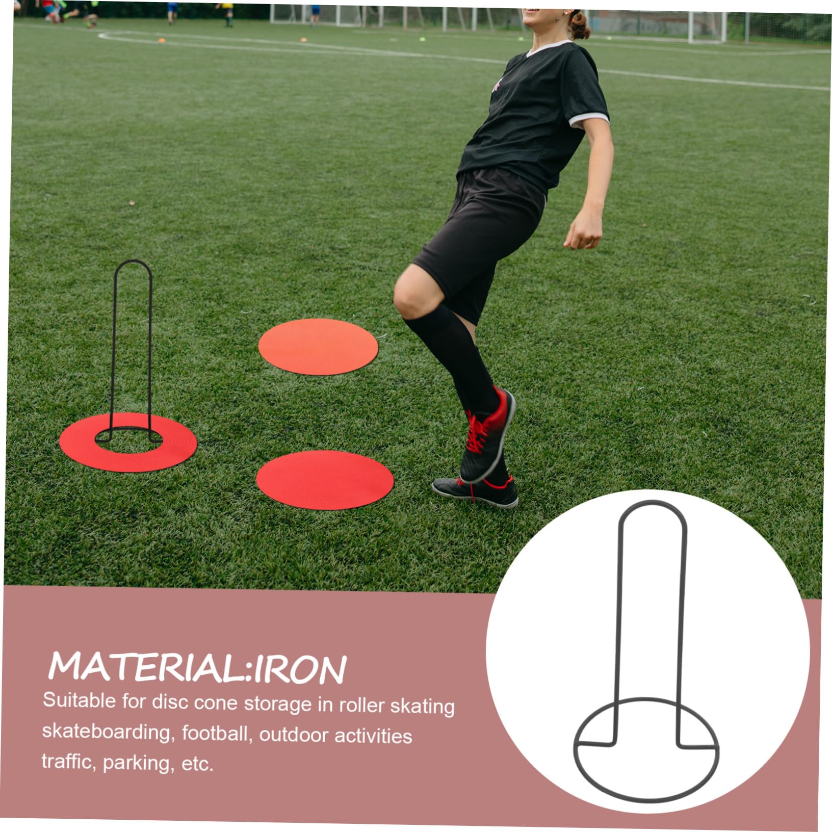 Kisangel Support de Rangement pour Plots de Football Métal Porte-disques Marqueurs Léger Portable