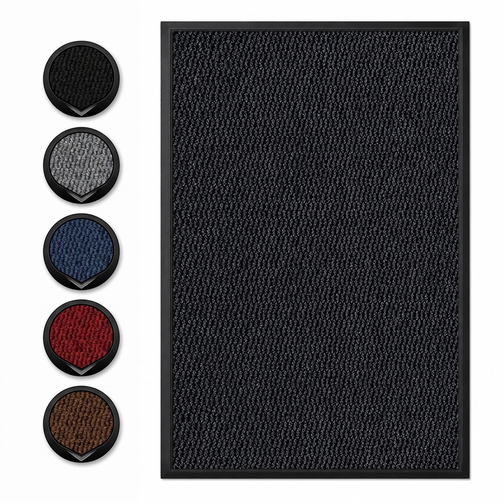 RR Rugs Sunny Indoor & Outdoor Washable Doormat - Non-Slippery, Heavy Duty, Dust Grabbing, Low-Profile Floor Mats For Home and Commercial Use (Black, 40x60 cm)