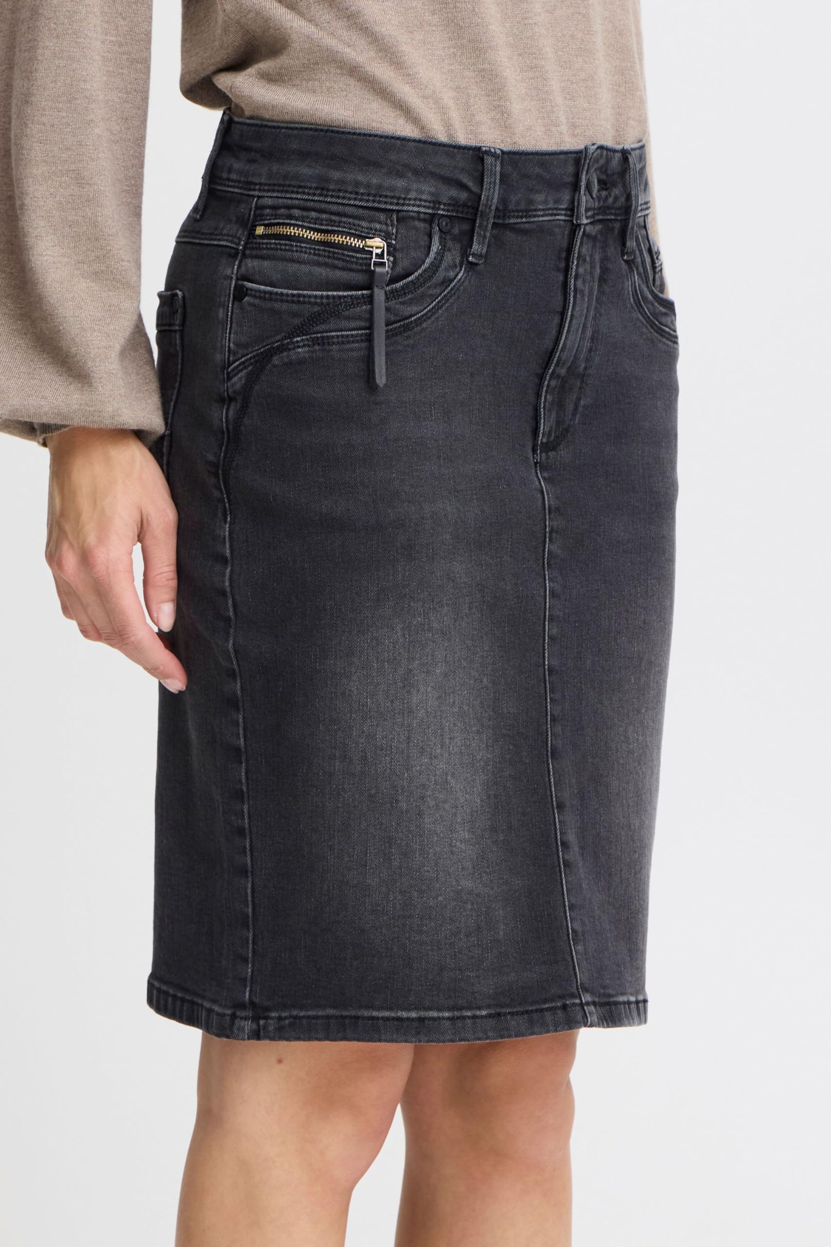 PULZ JEANS PZKAROLINA Rock Baumwollmischung Eingrifftaschen Reißverschluss figurumspielend