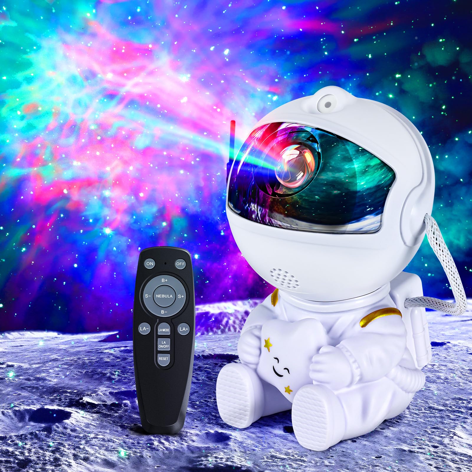 Astronaut Galaxy Star Projector Starry Night Light, Luz Nocturna con Nebulosa, 8 Modos, 360° Rotación y Control Remoto, Dormitorio y Proyector de Techo, Mejores Regalos Para Niños y Adultos