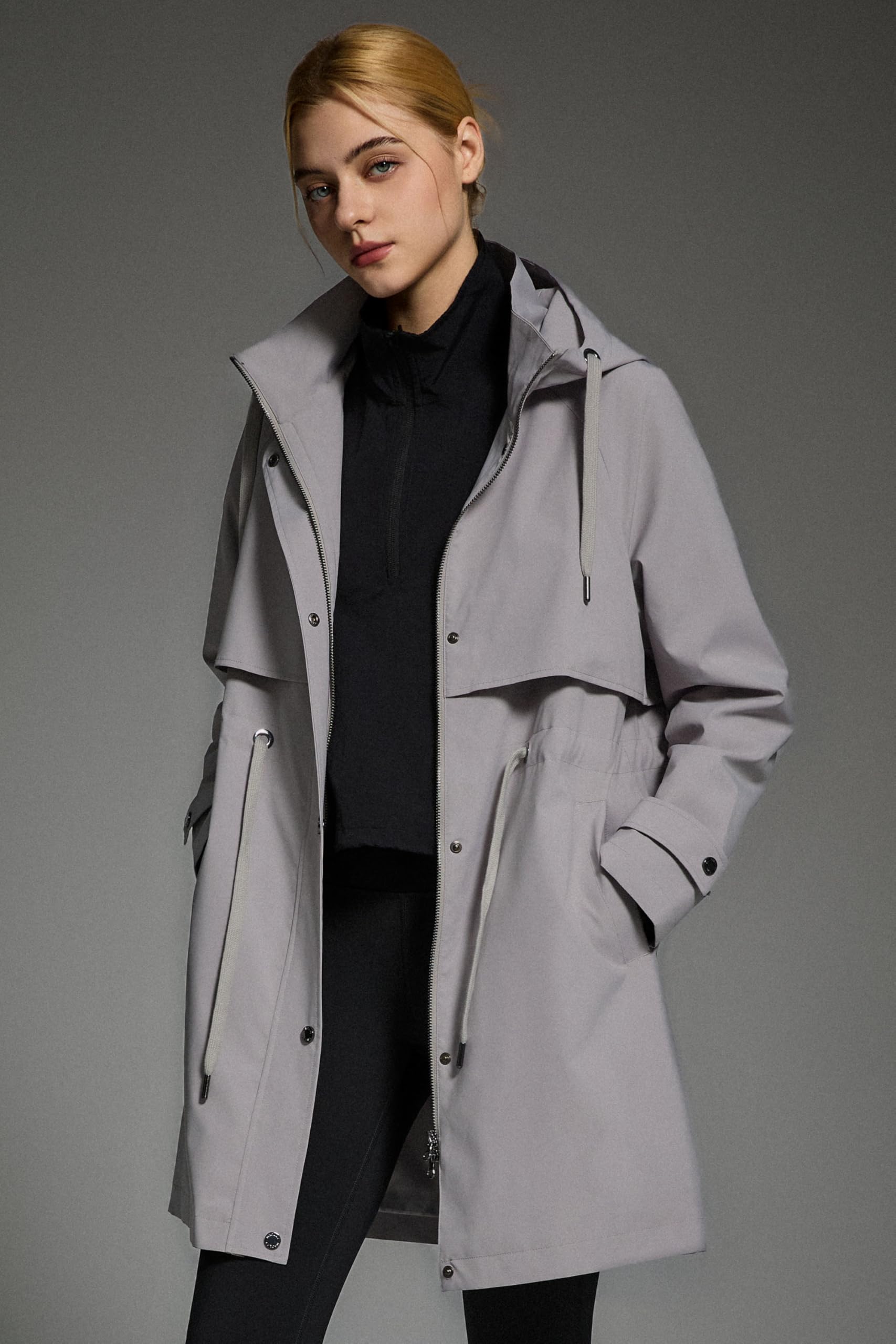 Orolay Chaqueta Cortaviento Larga con Capucha para Mujer Anoraks Activos para Exteriores