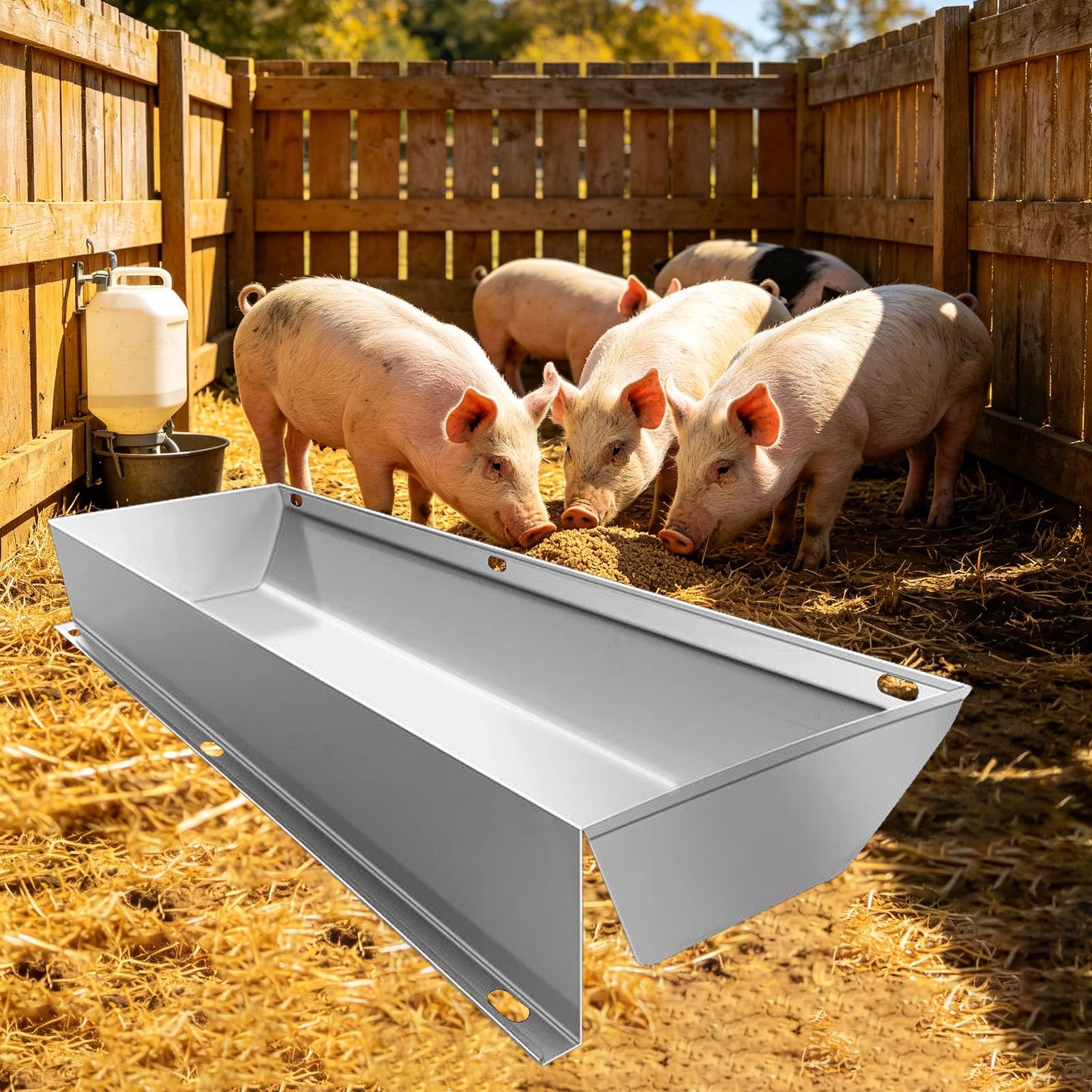 Mangeoire pour porcs et chèvres en acier antirouille - Modèle grande capacité L150cm