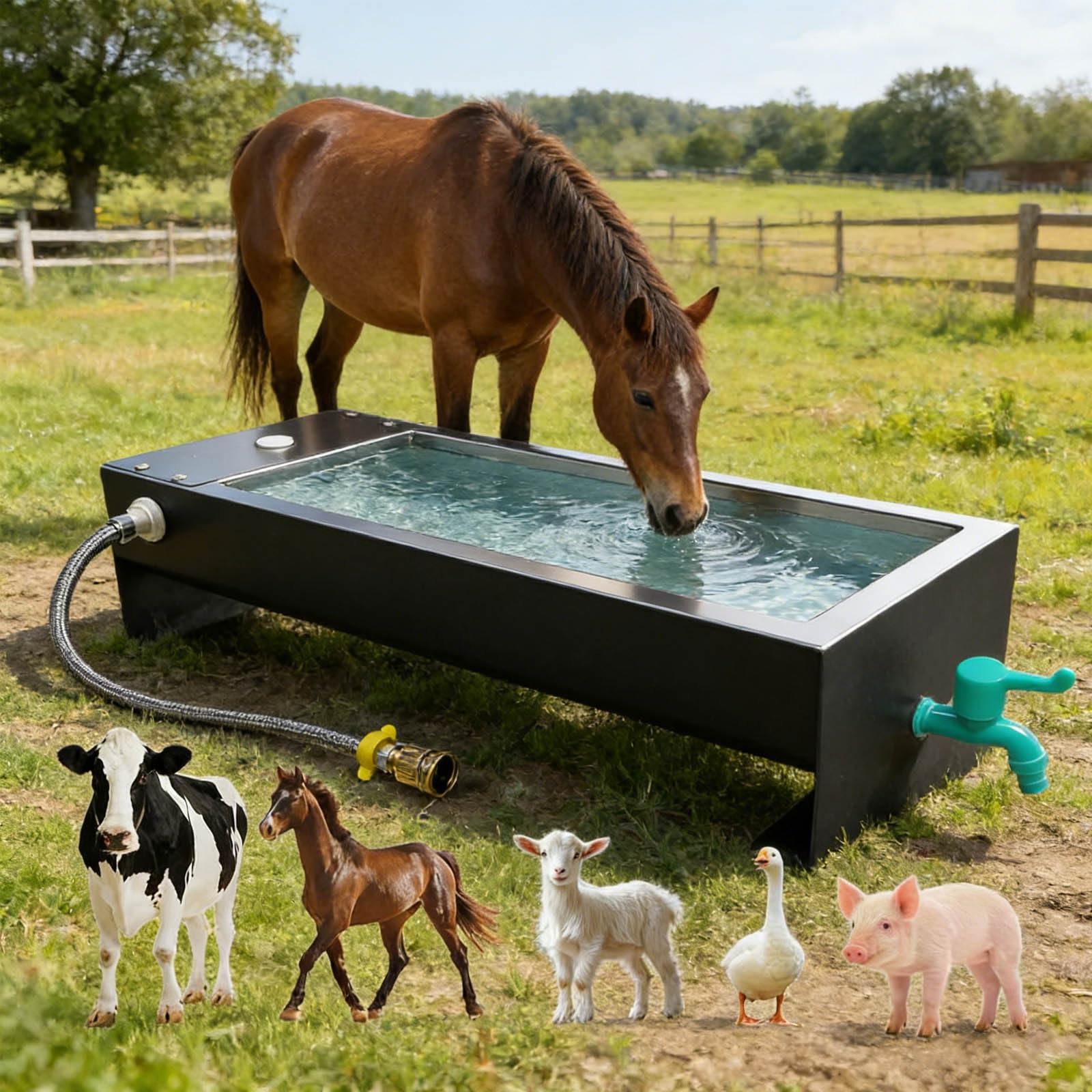 Bebedero de Ganado de Acero Inoxidable,Bebedero AutomáTico para Ganado,Bebedero AutomáTico con VáLvula De Flotador,Adecuado para AlimentacióN y Agua Potable para Aves y Ganado