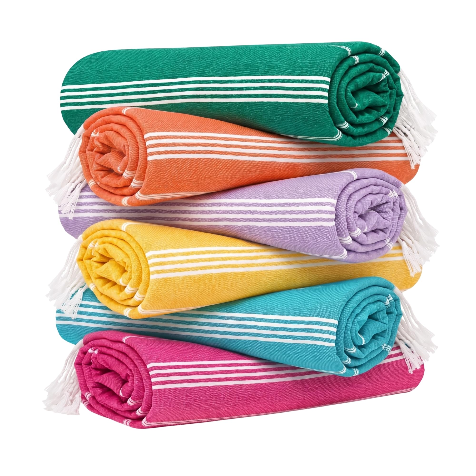 HAVLULAND Paquete de 6 Toallas de Playa, 100% algodón, de baño, turcas, Ligeras, Secado rápido, Muy absorbentes, extragrandes, 183 x 102 cm, antiarena, de Viaje, compactas