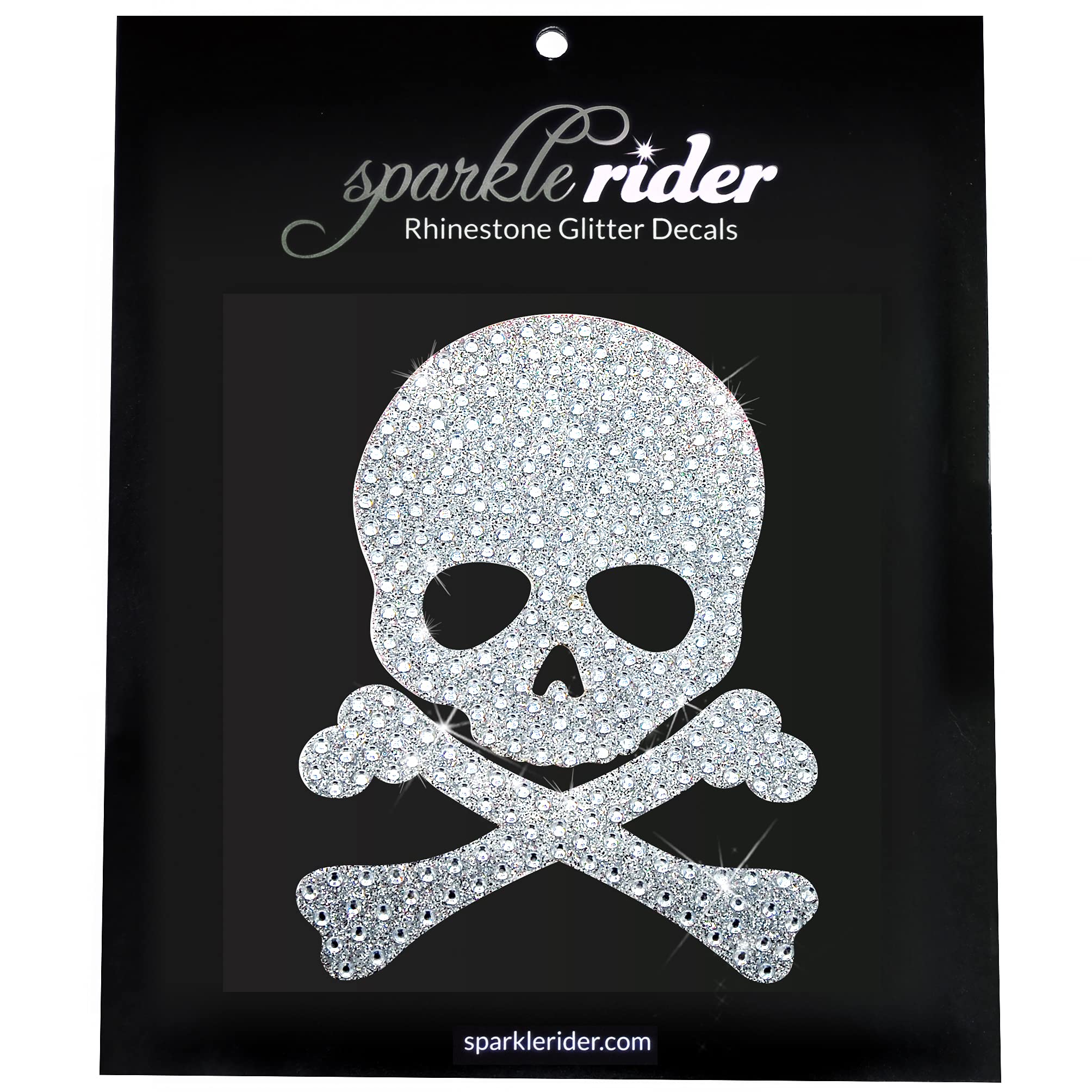 Sparkle Rider Skull Decal Rhinestone Stickers - Waterproof Bling Decor for Motorcycle Helmet Car Window Wall - Women's Girly Accessory Gift for Her