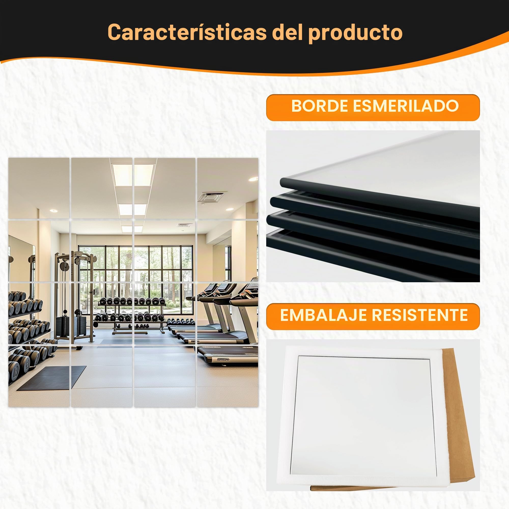 Espejos de Gimnasio en casa, Azulejos de Espejo de Vidrio de 12 x 12 Pulgadas (16 Piezas), Espejo Cuadrado de Pared Grande para Gimnasio en casa, Dormitorio, Puerta, baño, Juegos de Espejos sin Marco