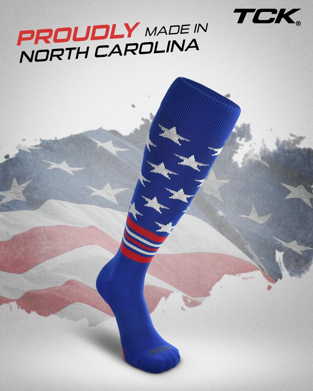 TCK Freedom Dugout OTC USA Made Baseball & Softball Socks - Stars and Stripes Patriotic Over the Calf Team Socks - Image 3