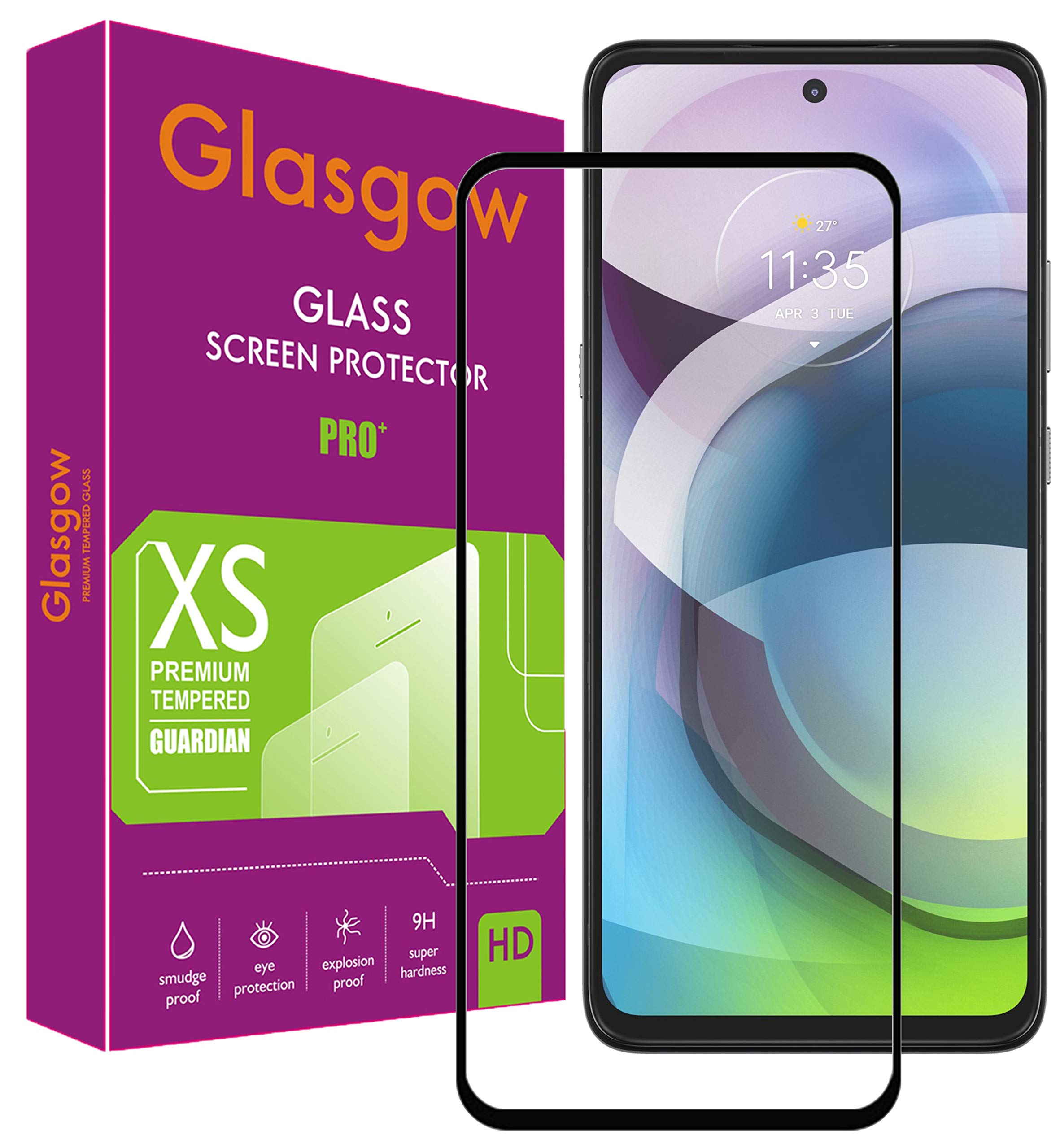 Glasgow 9H+ High Definition [HD] Tempered Glass for Motorola Moto G 5G Screen Protection Premium Product [Curved Edges] [Gorilla] - Black (B08R8V6ZZX) Amazon Price History, Amazon Price Tracker