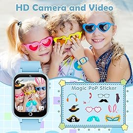 Luyiilo Smart Watch for Kids, with 26 Puzzle Games, Touch Screen, HD Camera, Alarm Clock, Toys for Ages 4-12 Years Old.Birthday Gift for Boys Girls (Soft Blue)