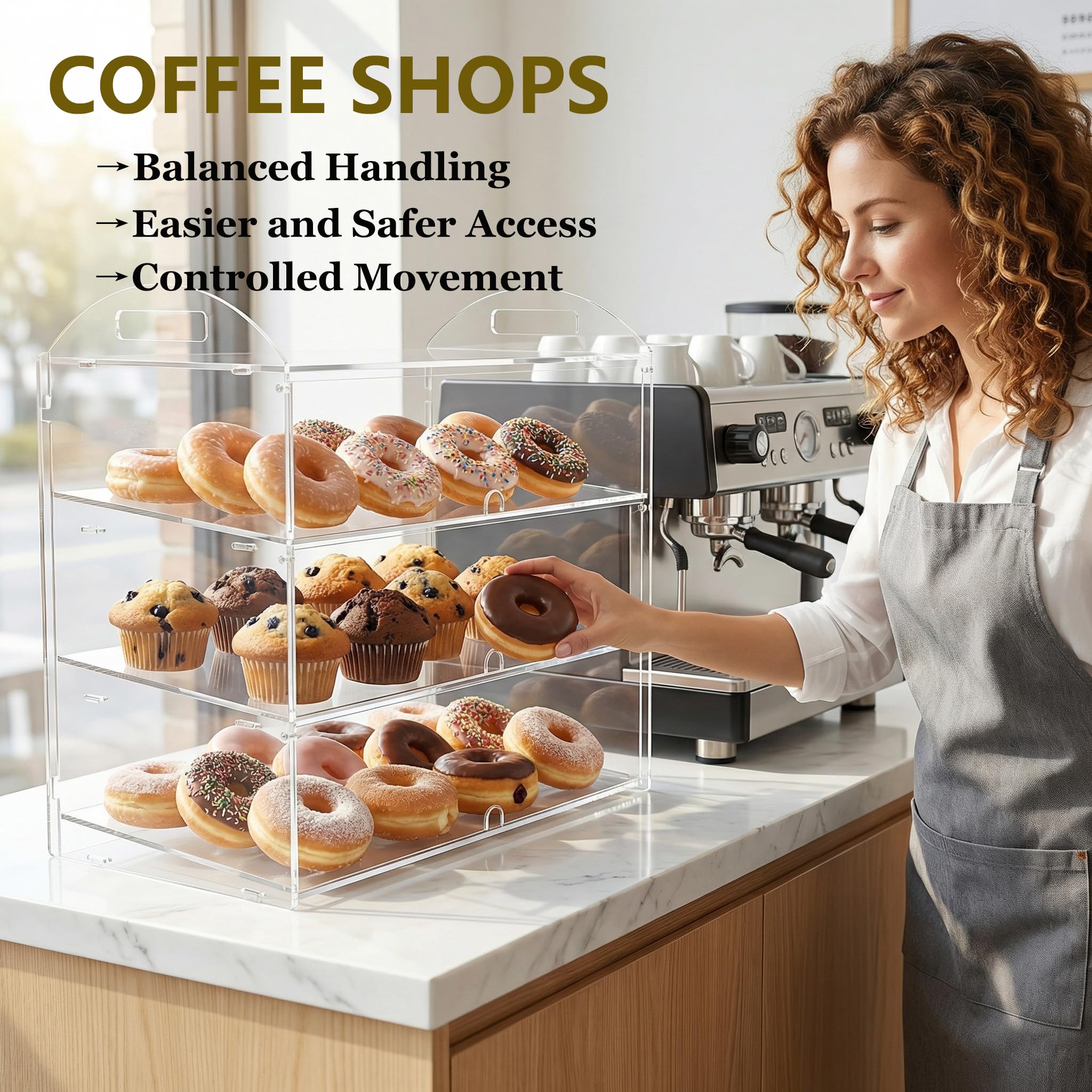 Vitrine réfrigérée pour boulangerie commerciale, verre, éclairage LED jaune doré