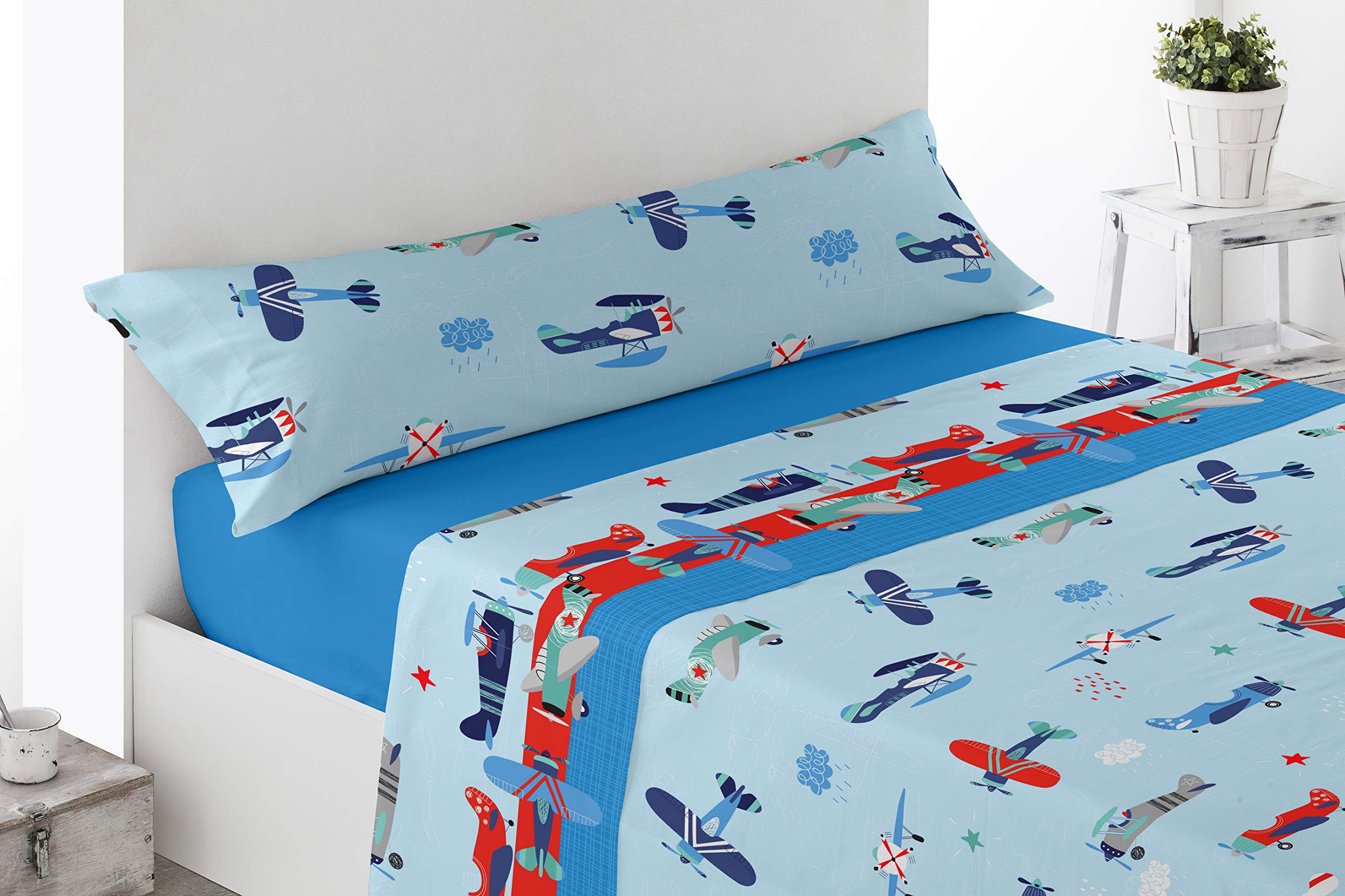 Drap housse coralline Avions Miracle Home linge de lit thermique enfant hiver chaud