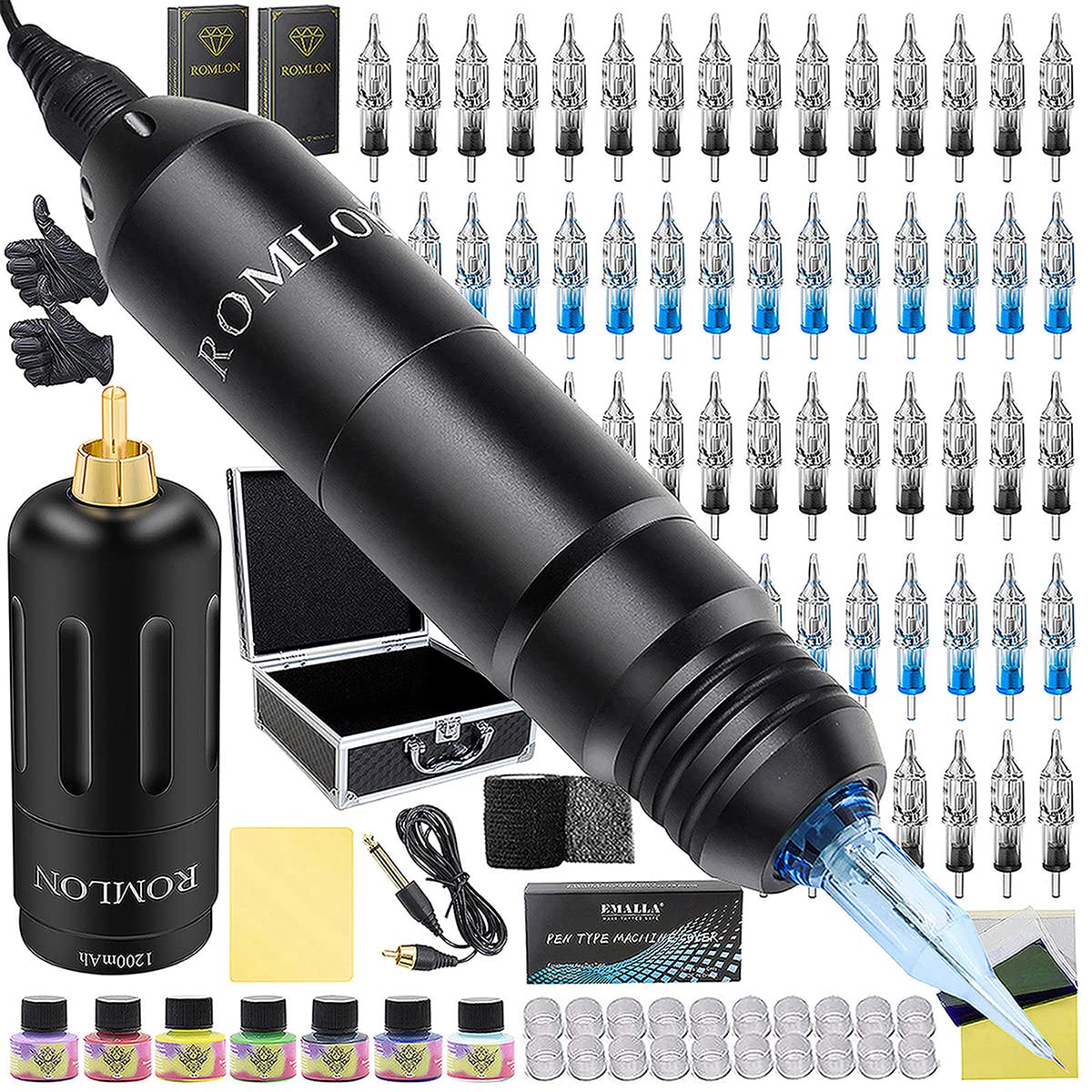 Amazon.com: Romlon Tattoo Kit - Complete Tattoo Machine Kit Rotary ...