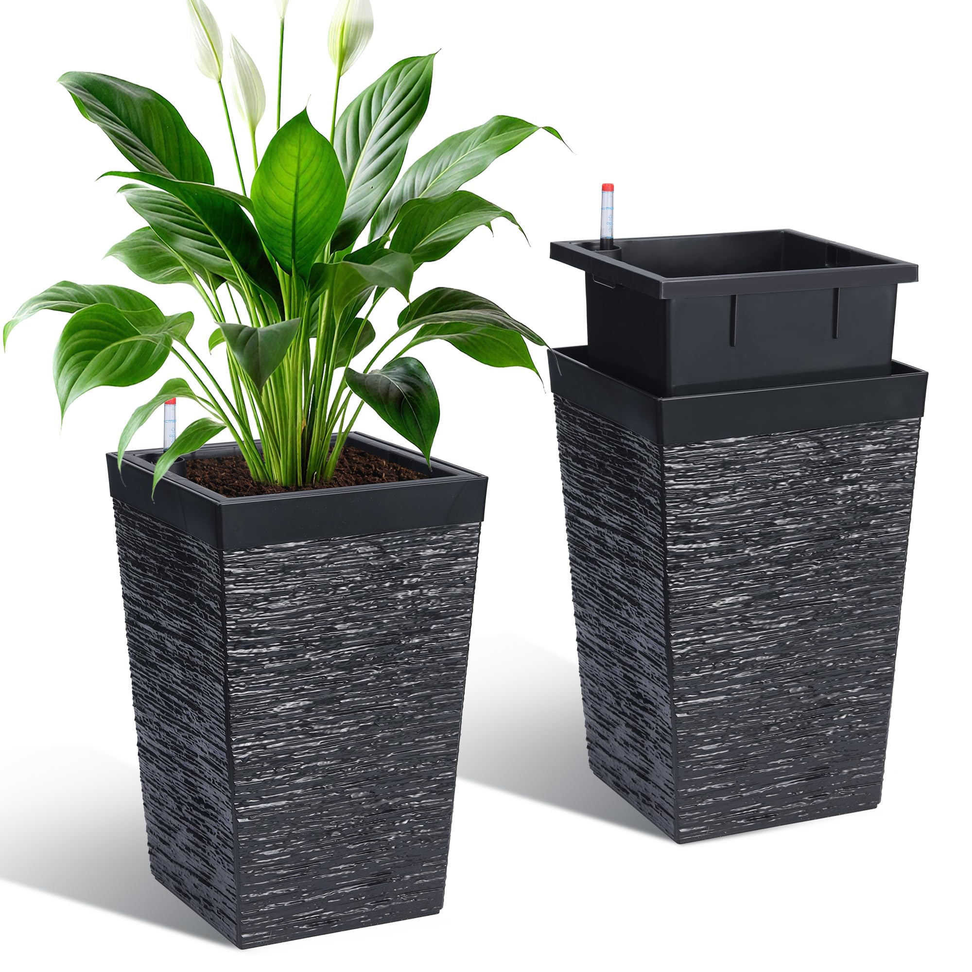 Garvee 16" Tall Self-Watering Planters Set of 2