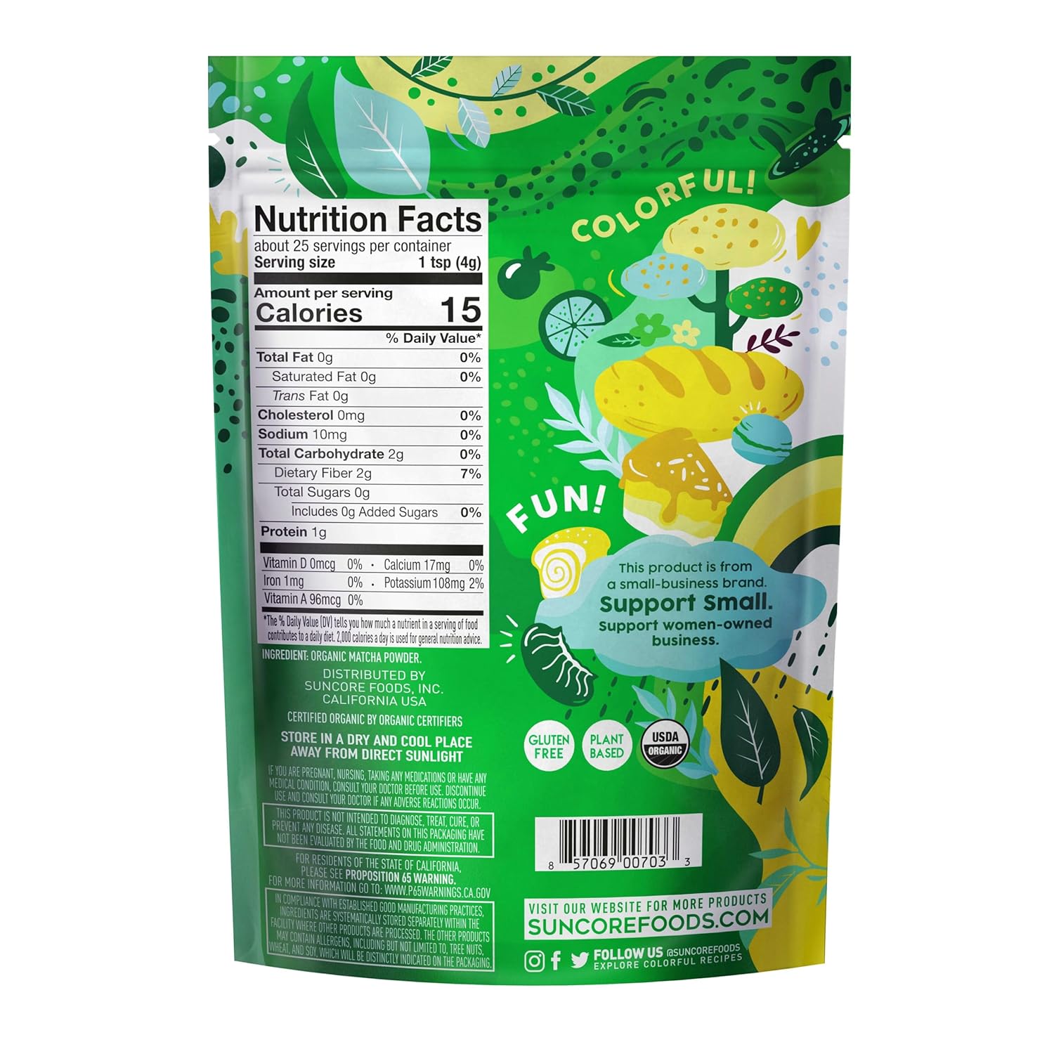 Suncore Foods Organic Midori Jade Matcha Powder, Green Food Coloring Powder, Gluten-Free, Non-GMO, 3.5oz - Image 2