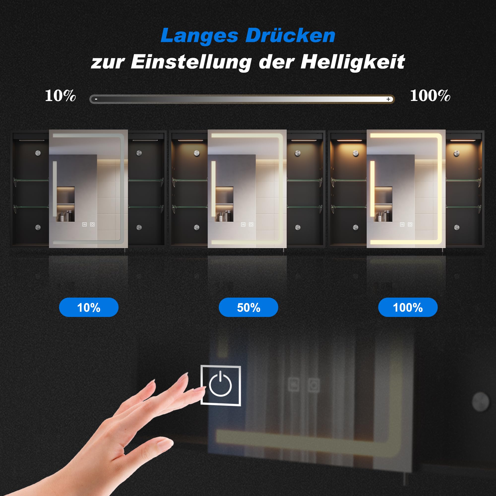 SONNI Spiegelschrank Bad mit Beleuchtung und Lagerung 80 * 60 cm, LED Spiegelschrank mit Steckdose, Dimmbar, 3 Einstellbare Lichtfarben Beschlagfrei Badezimmer Wandschrank, Medizinschrank Mattschwarz