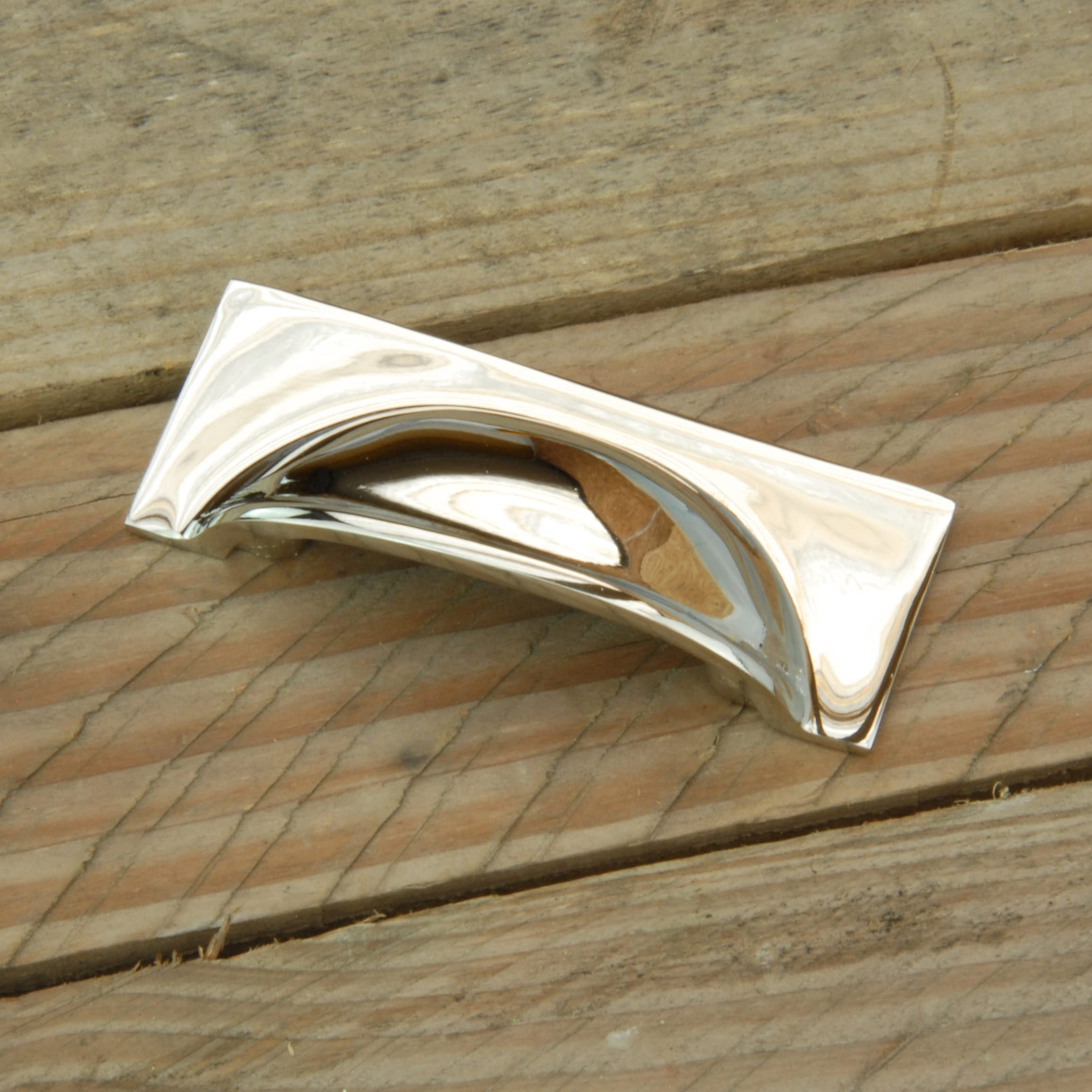 Underground Parts Polished Nickel Solid Brass Cabinet Kitchen Drawer Door Bow Handles Pulls & Knobs (Rectangle Cup Handle Backfix 100Mm)