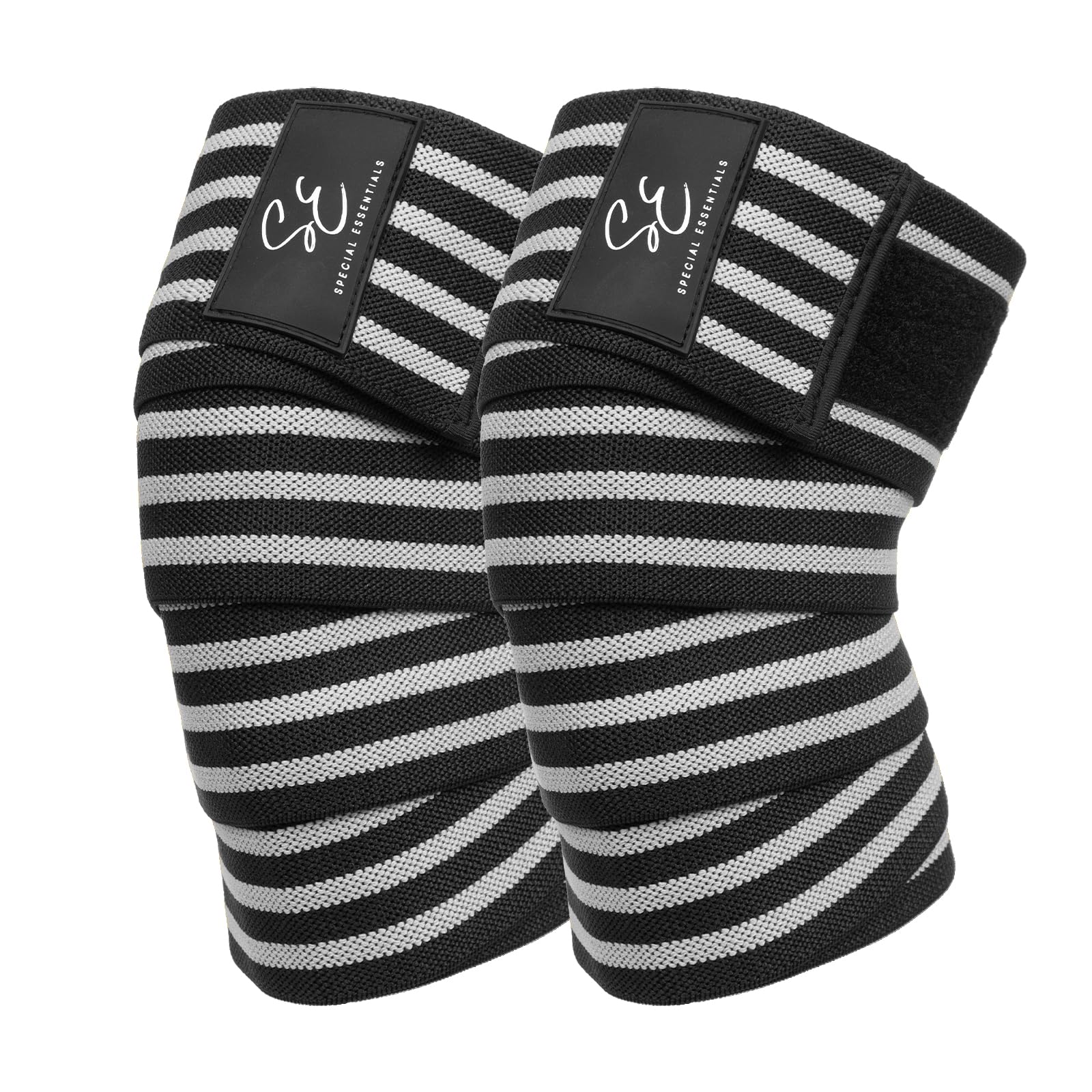 Special Essentials Knee Wraps for Weightlifting with Strap (2 Pack) - 72 Inches Flexible Support for Men & Women, for Powerlifting, Squats, Leg Press, and Cross Training