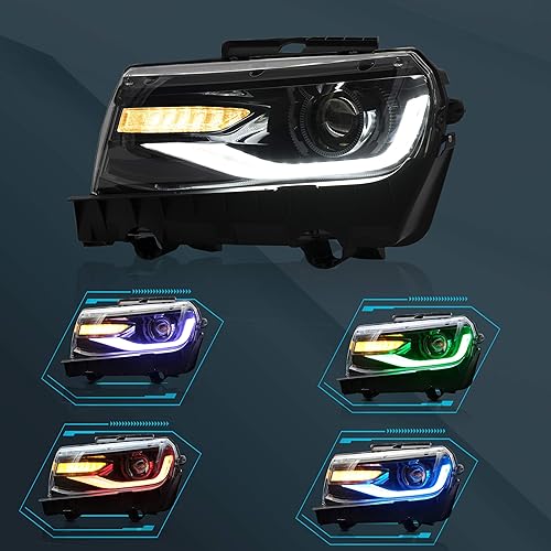 Miniatura 3 de VLAND Faro delantero LED apto para Chevrolet Camaro 5 generación 2014-2015 (LS, LT, SS, ZL1, Z28), con señal de giro secuencial, RGB
