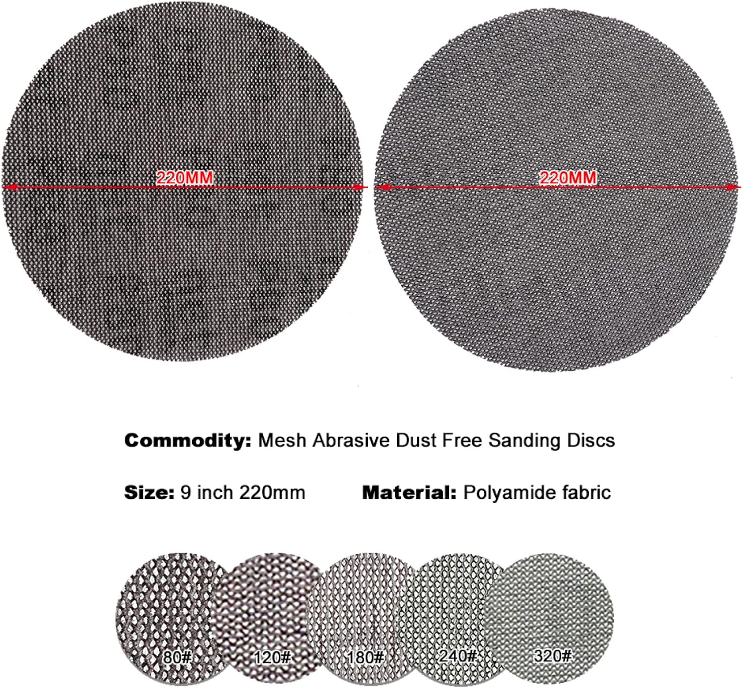 Mesh Sanding Discs 5PCS 6 Inch 150mm Mesh Dust-Free Anti-Blocking Hook&Loop Round Abrasive Sandpaper 80-800 Grit(Grit 400)