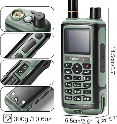 Miniatura 9 de Radioddity GC-5 Radio bidireccional de doble banda, radioaficionado de mano de largo alcance con batería de 1800 mAh, antena de alta ganancia, LCD a